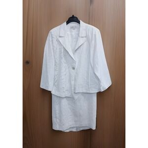 Vintage Donna Vinci Couture White Church Skirt Suit Set Size 20, Paisley Lace